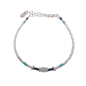 Lifa Armb�nd i s�lv og hvid Jade