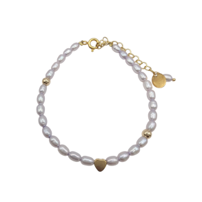 Love Pearls armb�nd med guld hjerte