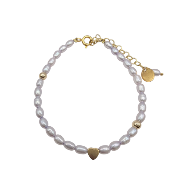 Love Pearls armbnd med guld hjerte