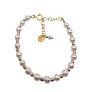 Love Pearls armb�nd med Shell perler og guld
