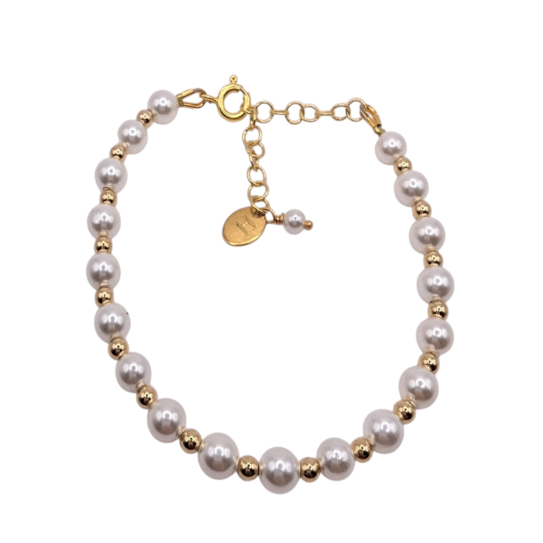 Love Pearls armbnd med Shell perler og guld