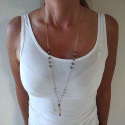 Halsk�der med R�gkvarts 