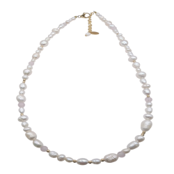 Frigga Halsk�de med Ferskvands perler og Rosakvarts