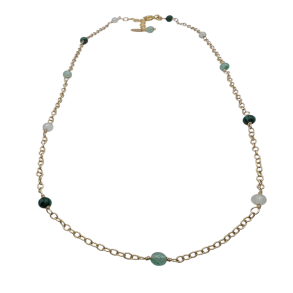 Liv - halsk�de med gr�nne sten