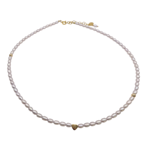 Love Pearls halsk�de med guld hjerte