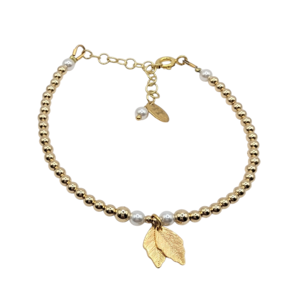 Love Pearls armbnd med guld Blade